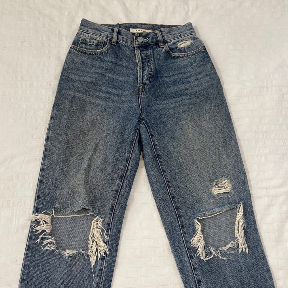 Blue Distressed Boyfriend Jeans